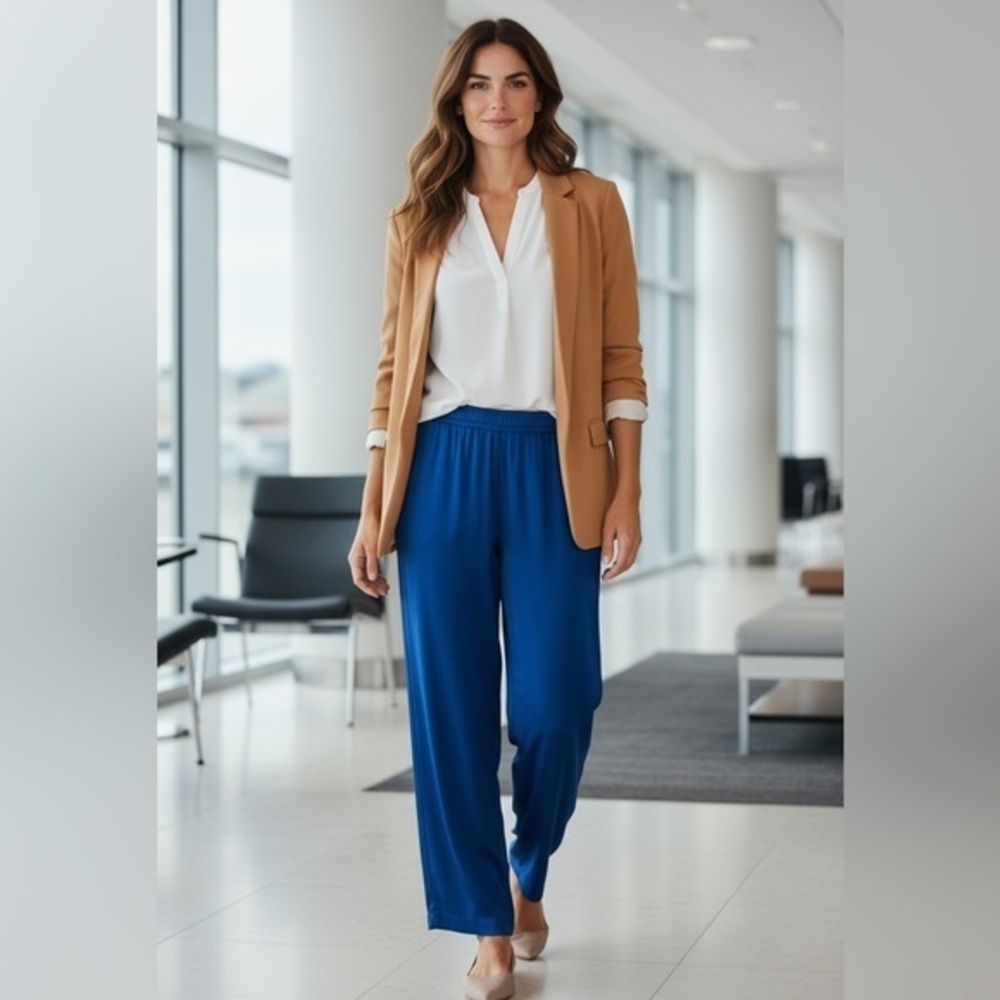 Dana Buchman Travel Anywhere Navy Stretch Pull-On Pants Size M